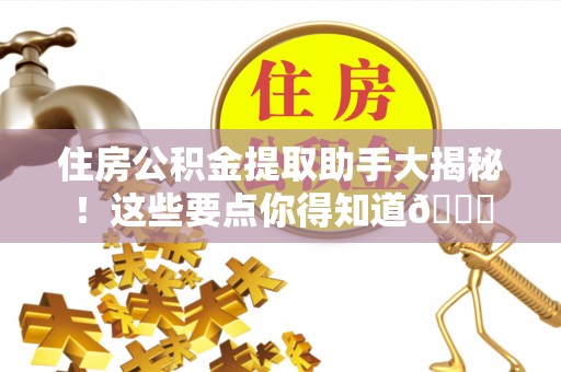 辽宁住房公积金提取助手大揭秘！这些要点你得知道😎